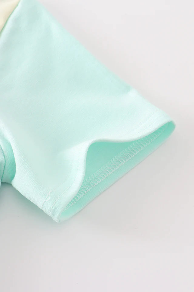 blue color block tee