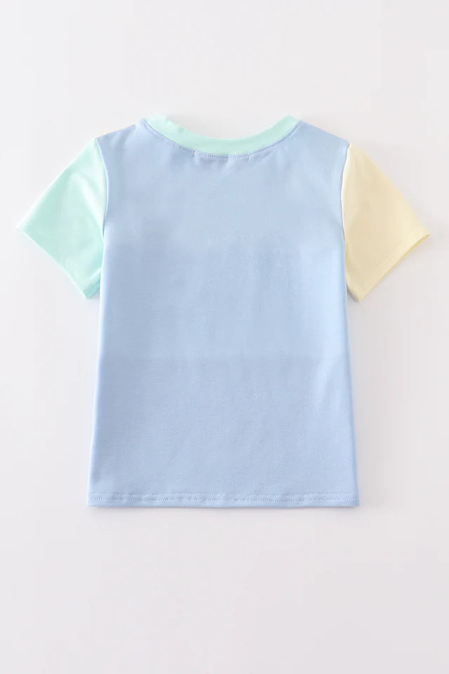 blue color block tee