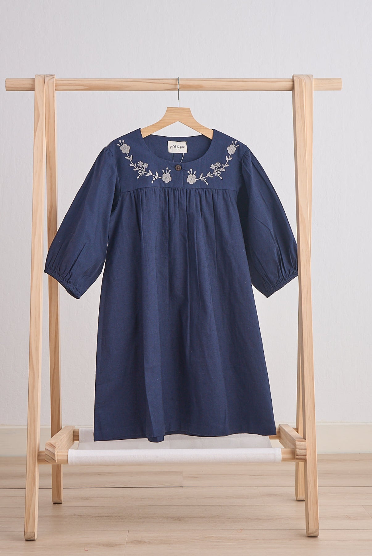 Navy floral embroidered dress