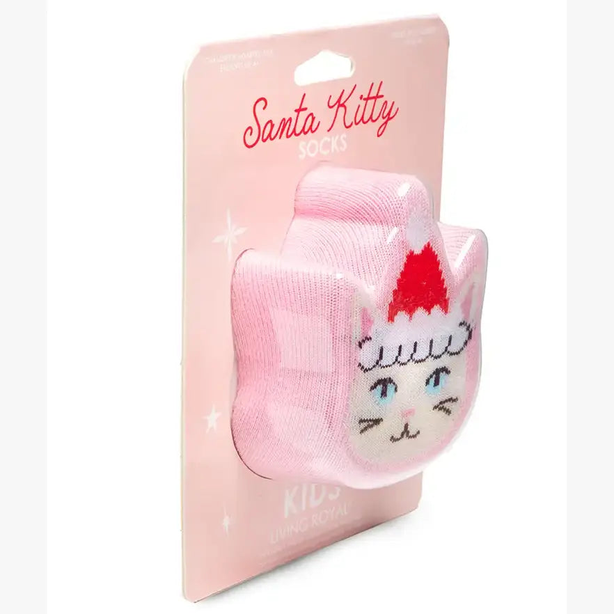 3D kitty santa socks