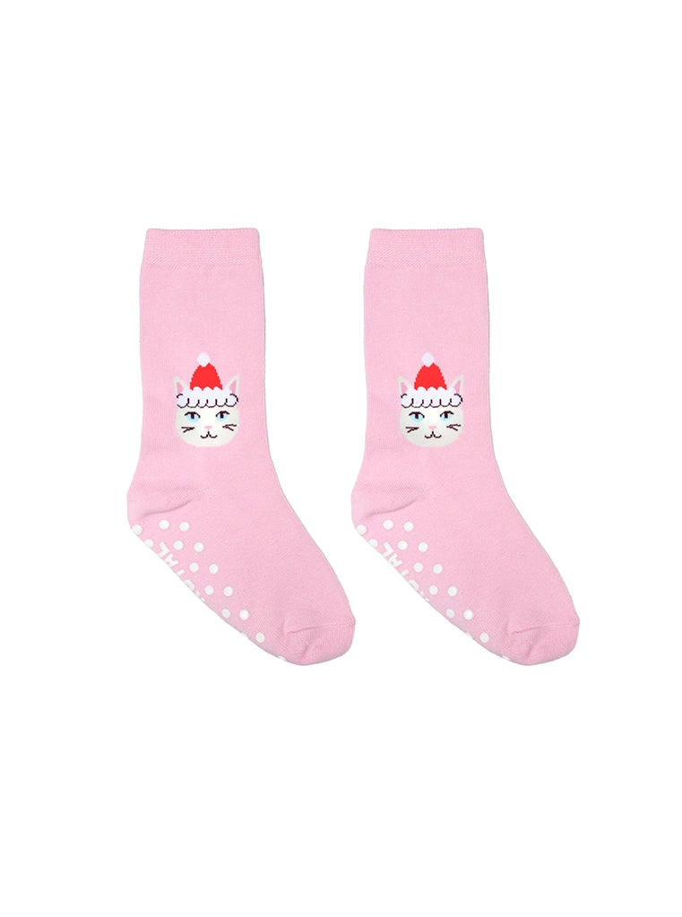 3D kitty santa socks