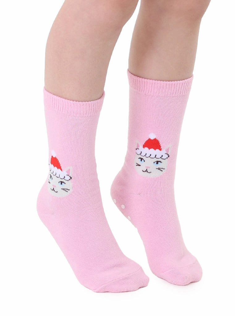 3D kitty santa socks