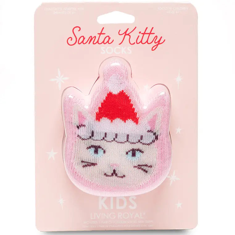 3D kitty santa socks