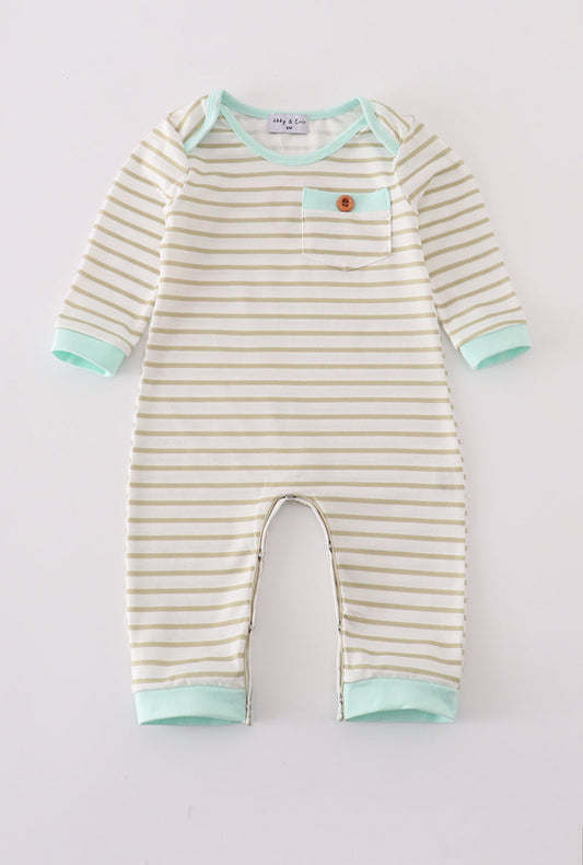 Khaki stripe romper
