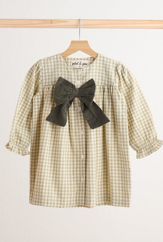 Moss green bow dress