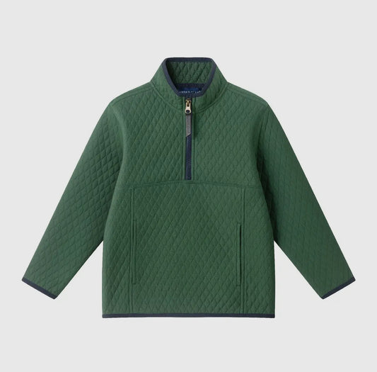 green quilted quarter zip