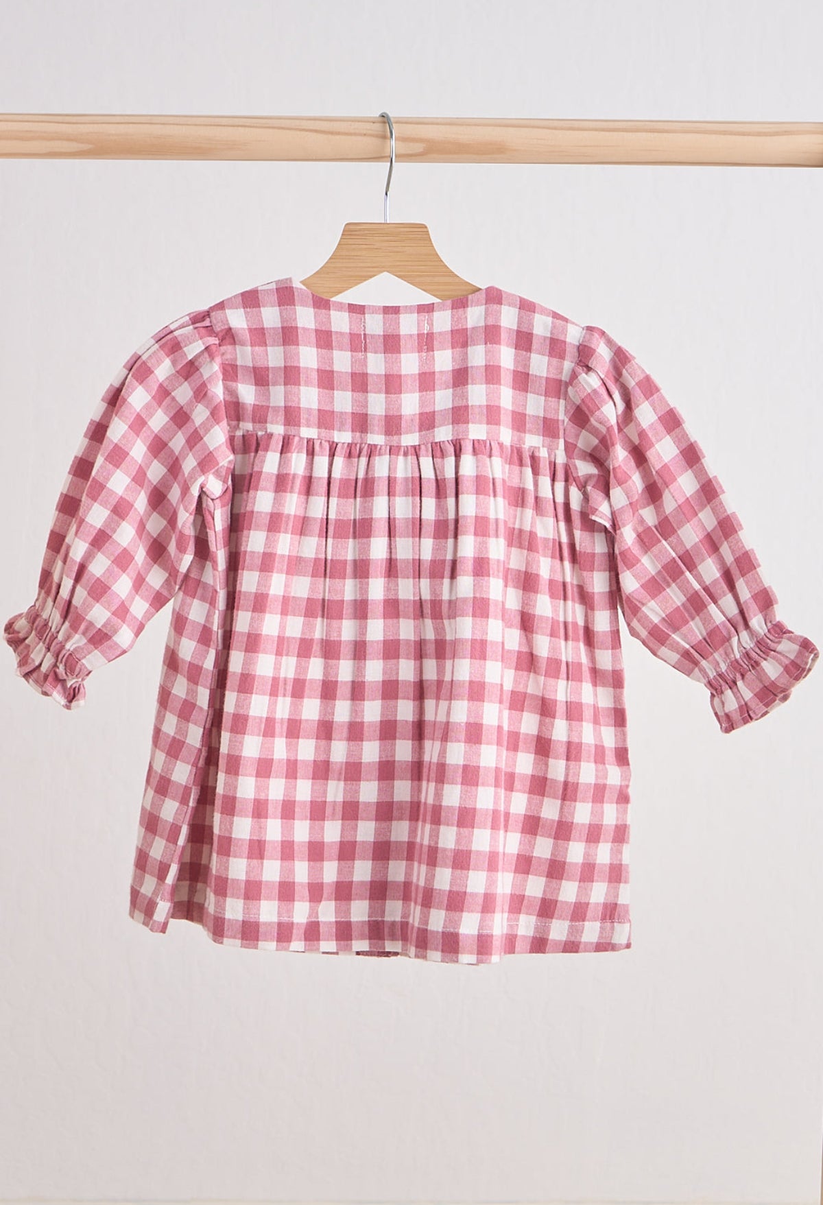 Pink bow plaid dress
