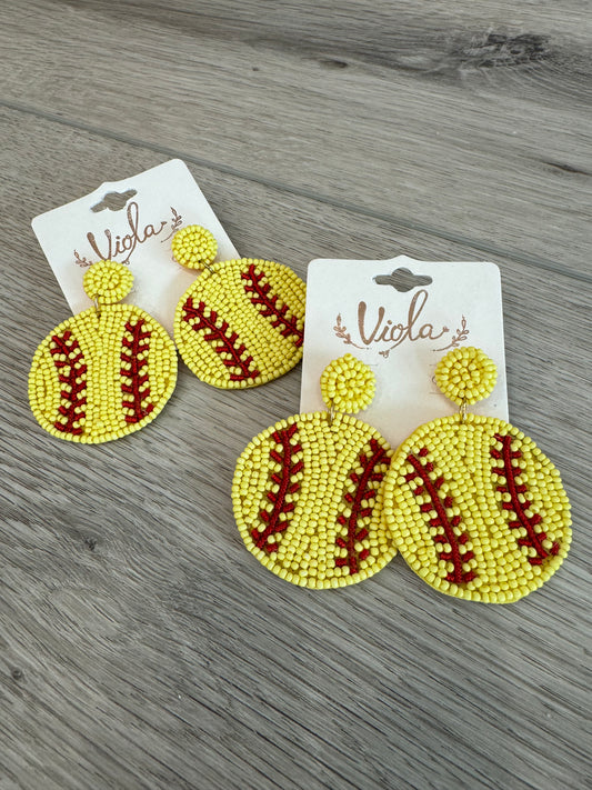 softball beaded earrings