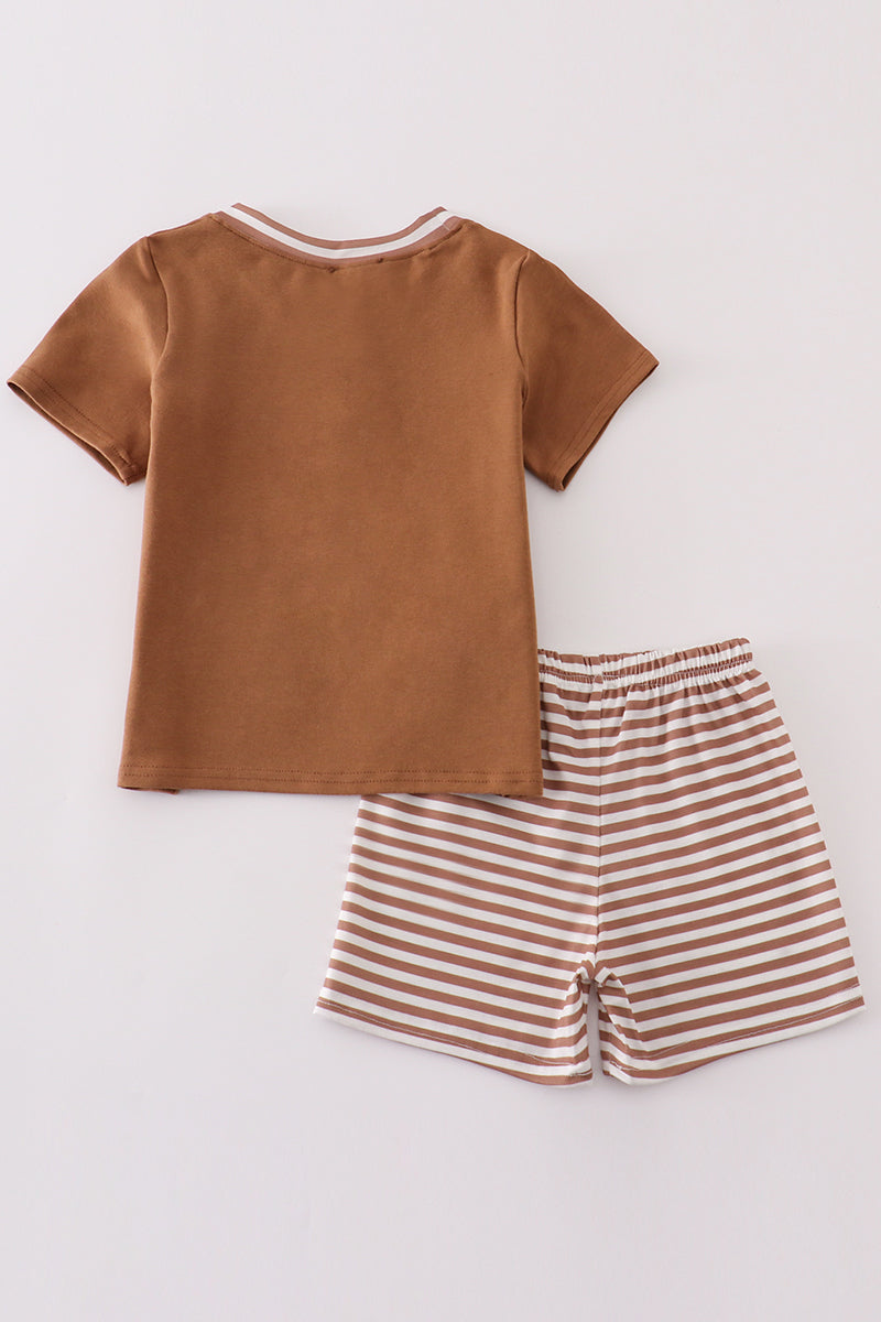 brown stripe boys set