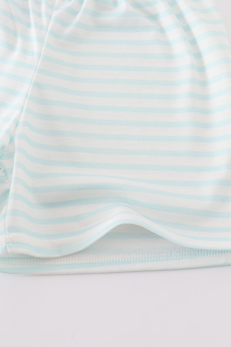 blue stripe sailboat embroidery boy set