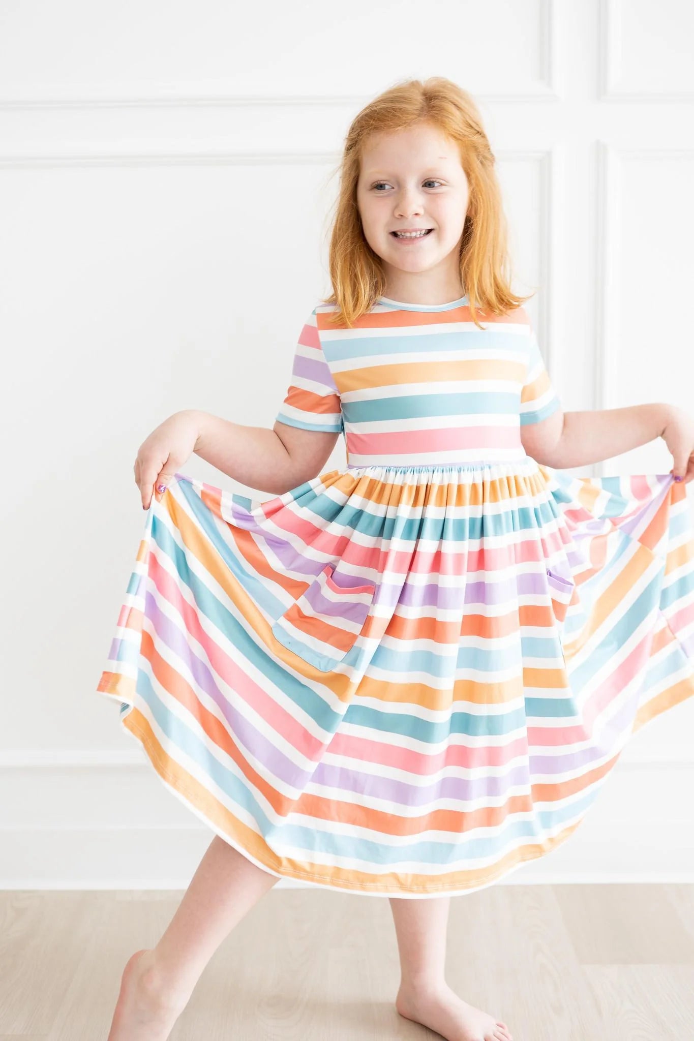 spring stripes pocket twirl dress