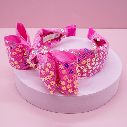 pink sequin bow headband