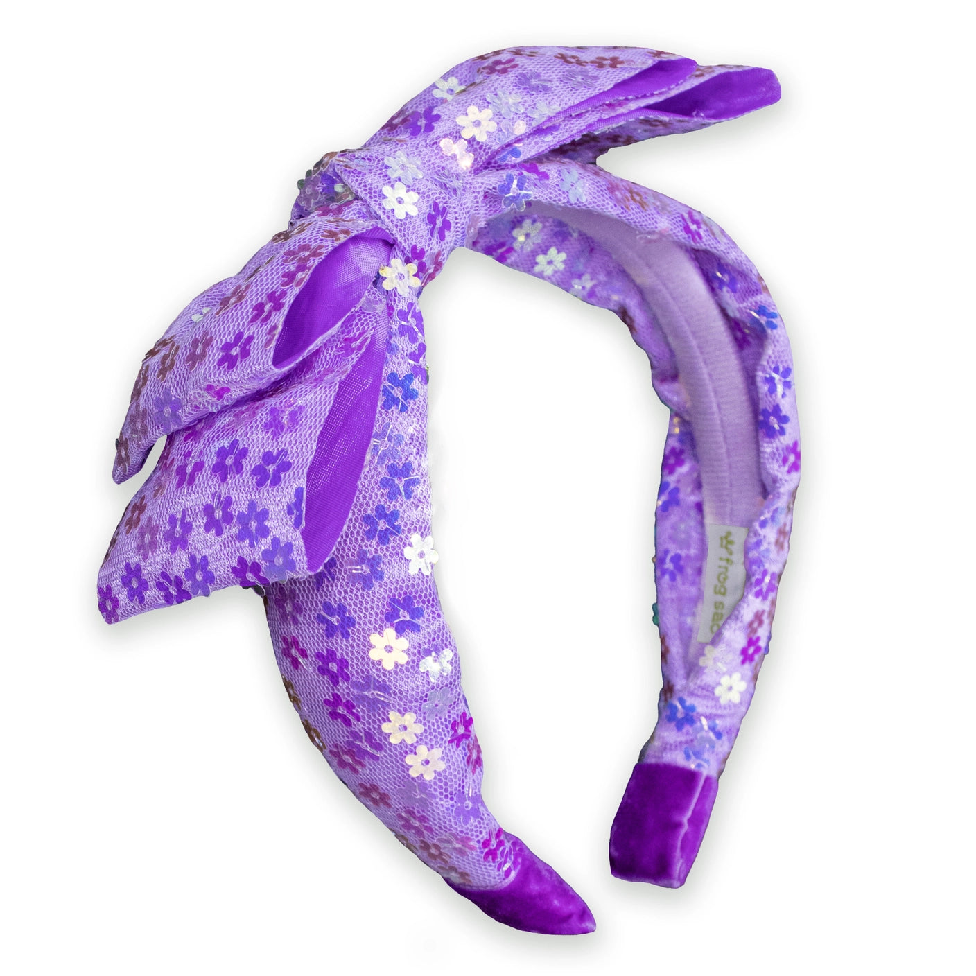 purple sequin bow headband