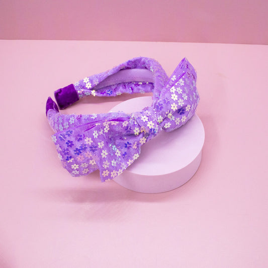 purple sequin bow headband