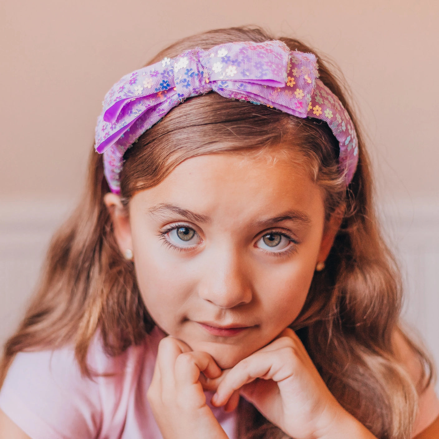purple sequin bow headband