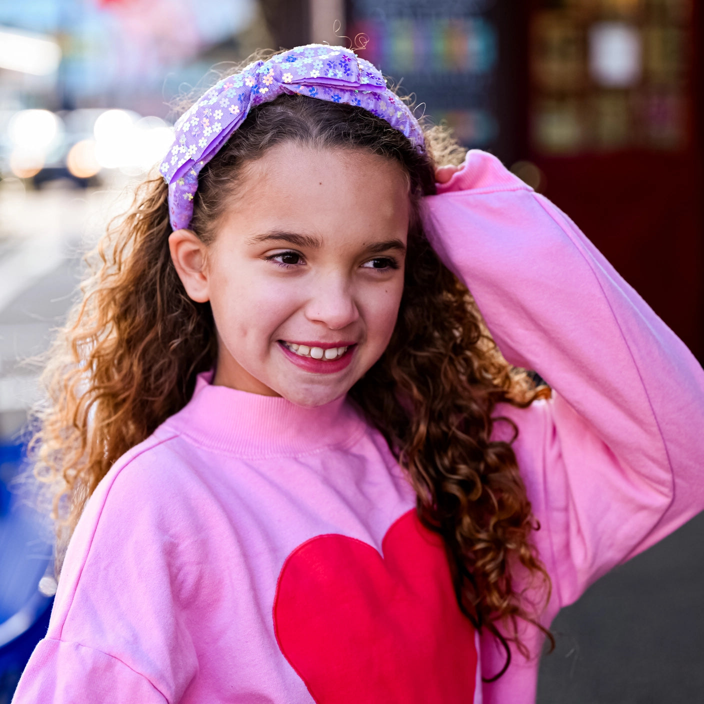 purple sequin bow headband