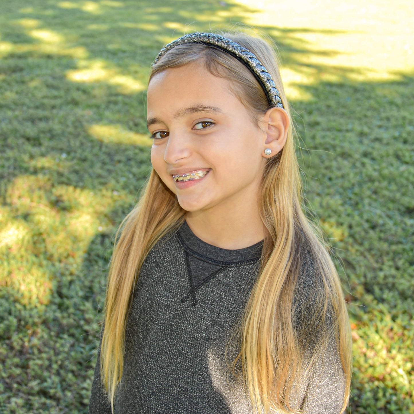 metallic braided headband