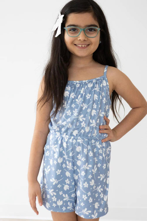 girls strapy play romper- bluebell