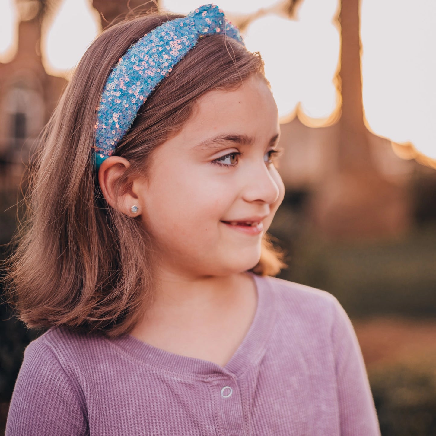 blue sparkly sequin headband