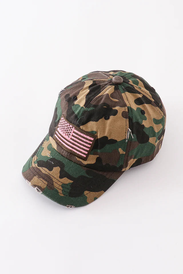 women's camo flag hat