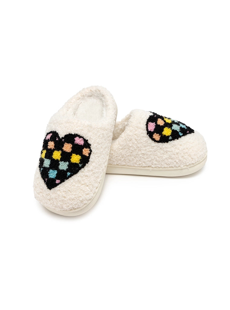 checkered heart slippers