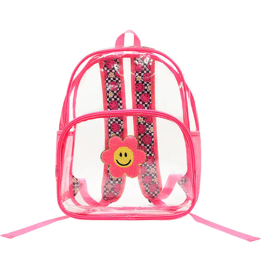 varsity clear pink backpack