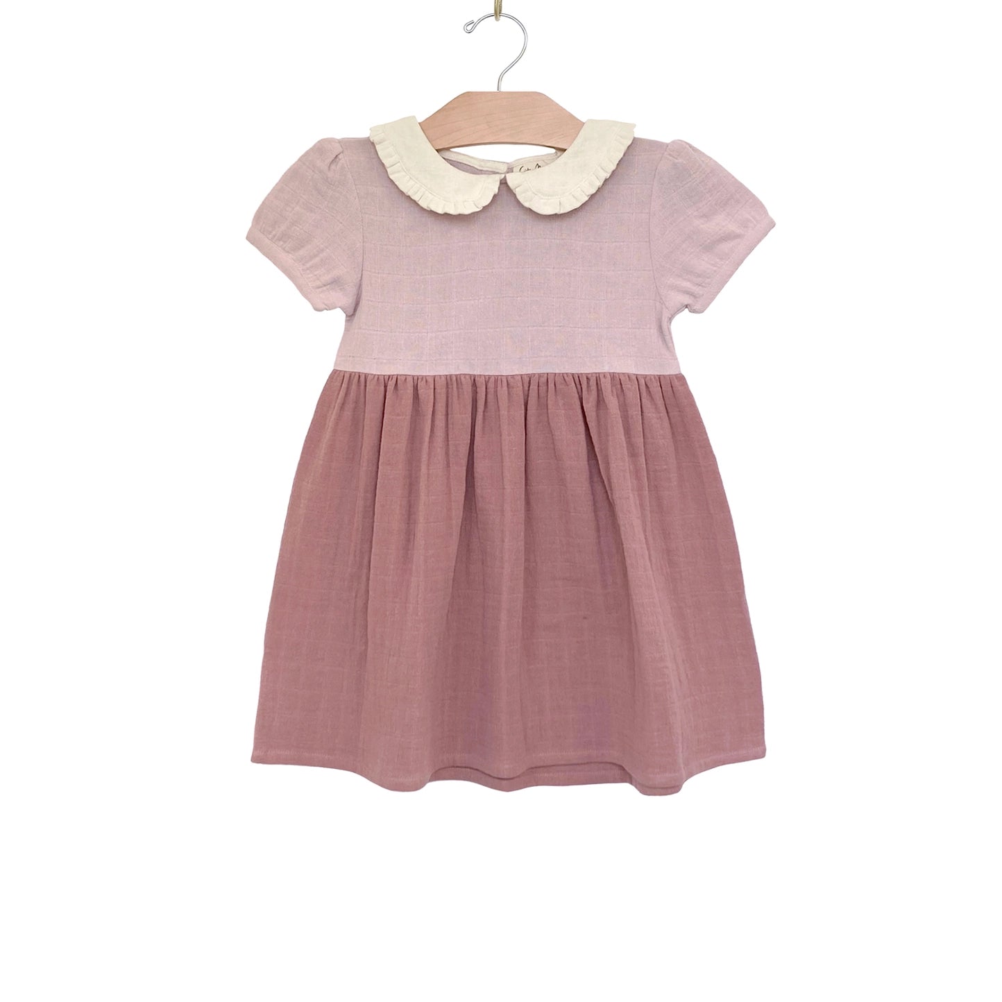 colorblock collar dress- soft rose