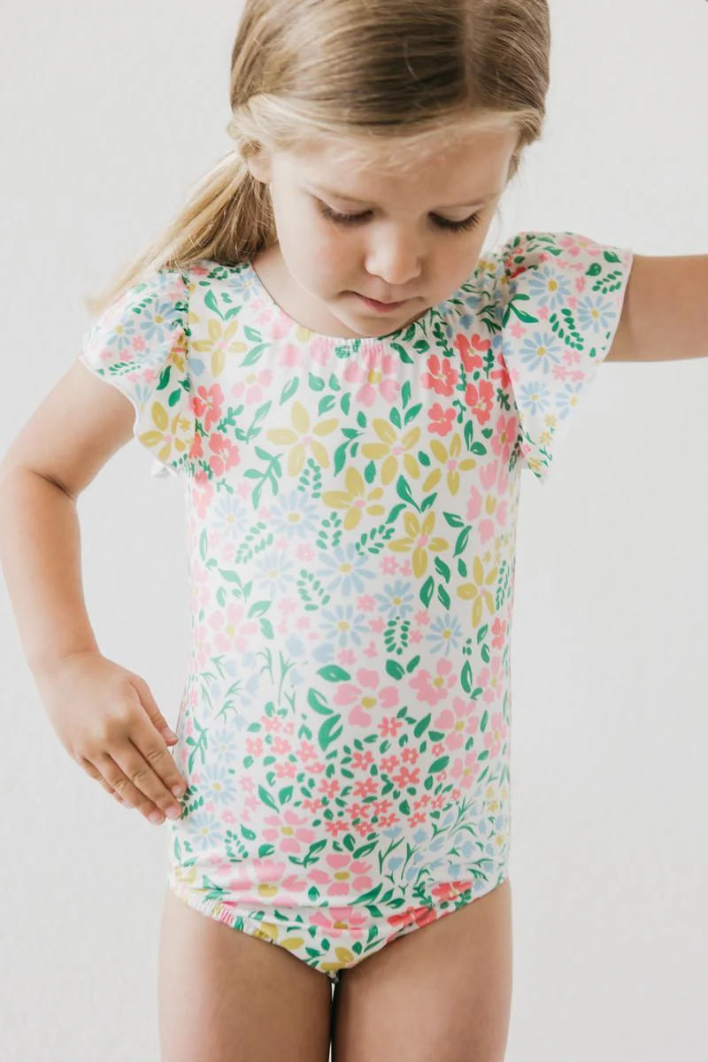 daffodils flutter sleeve leotard