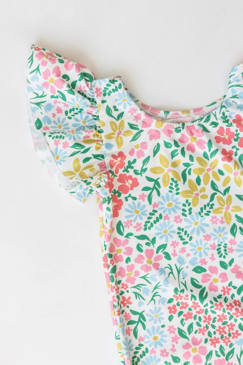 daffodils flutter sleeve leotard
