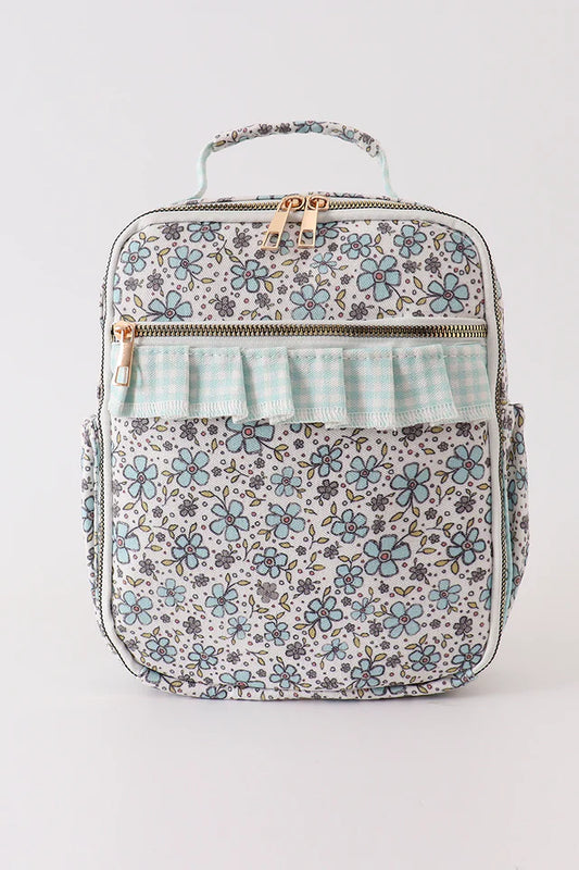 green floral ruffle lunch box