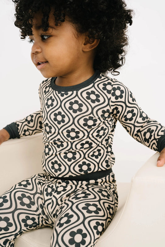 groovy flower bamboo pajama set