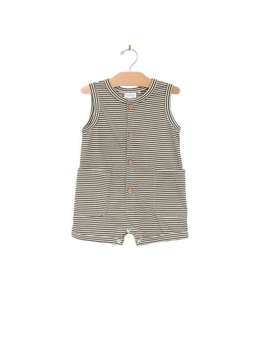 henley tank romper- charcoal