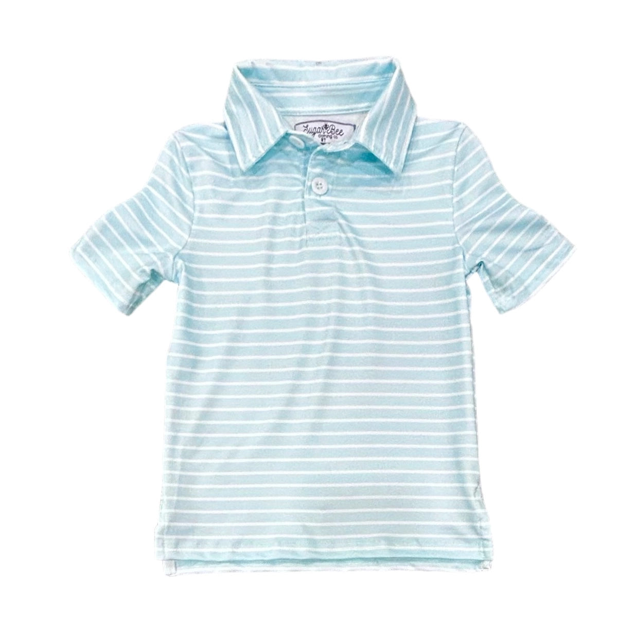 stripe polo- light blue