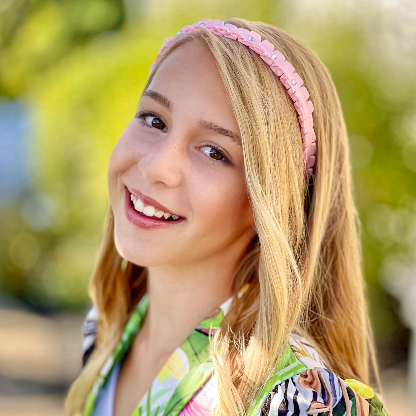 light pink rhinestone headband