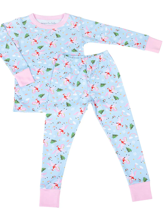 merry unicorn long sleeve set pajamas