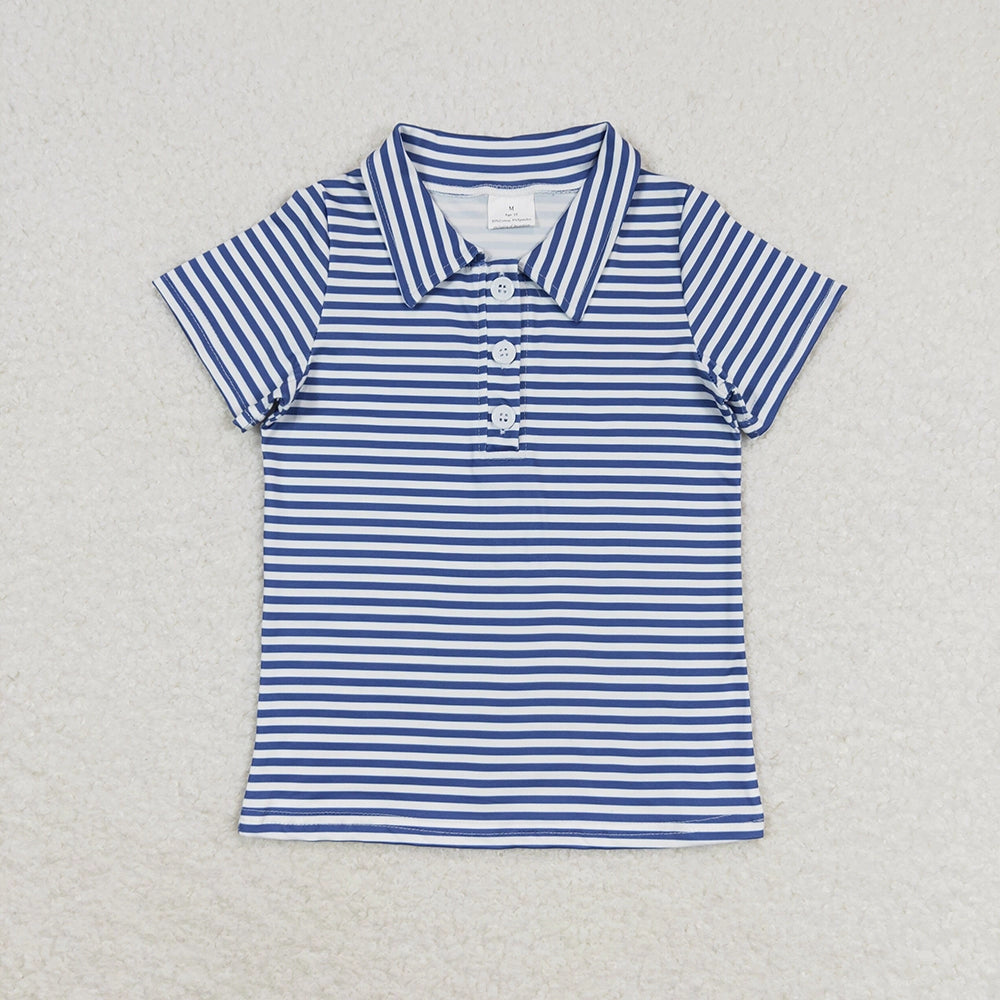 navy blue stripe boy's polo
