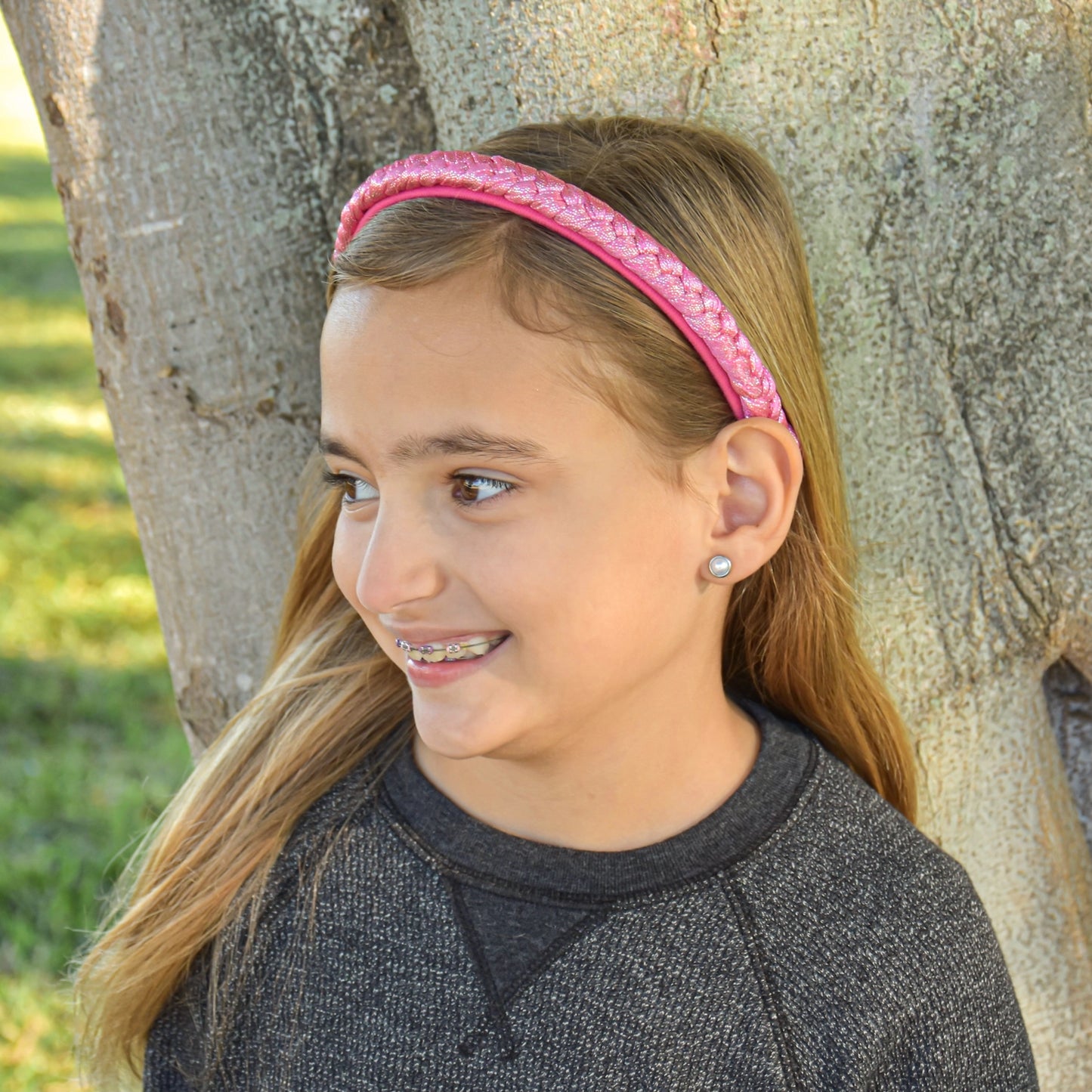 metallic braided headband