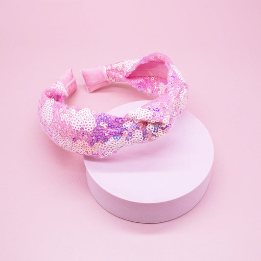 pink sequin heart valentine headband