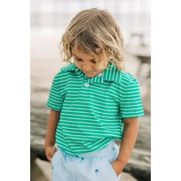 stripe polo- emerald