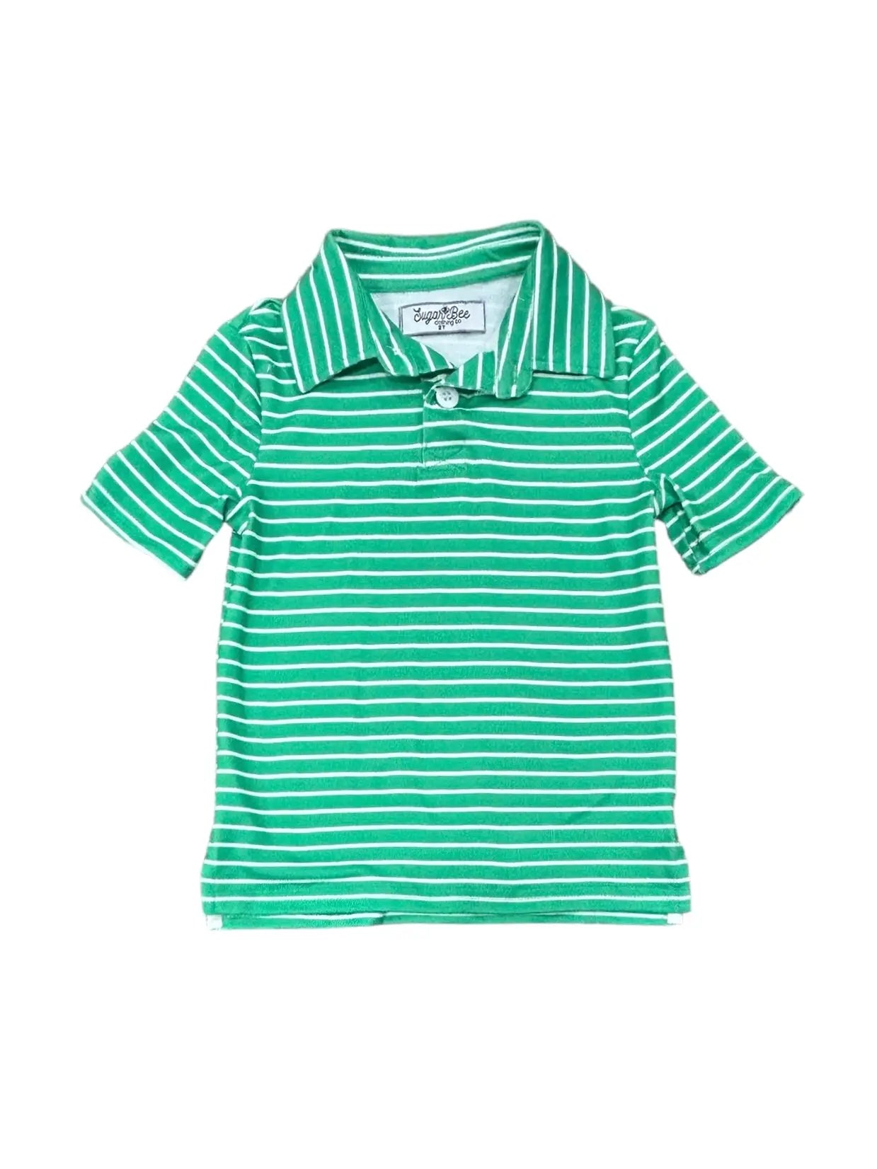 stripe polo- emerald