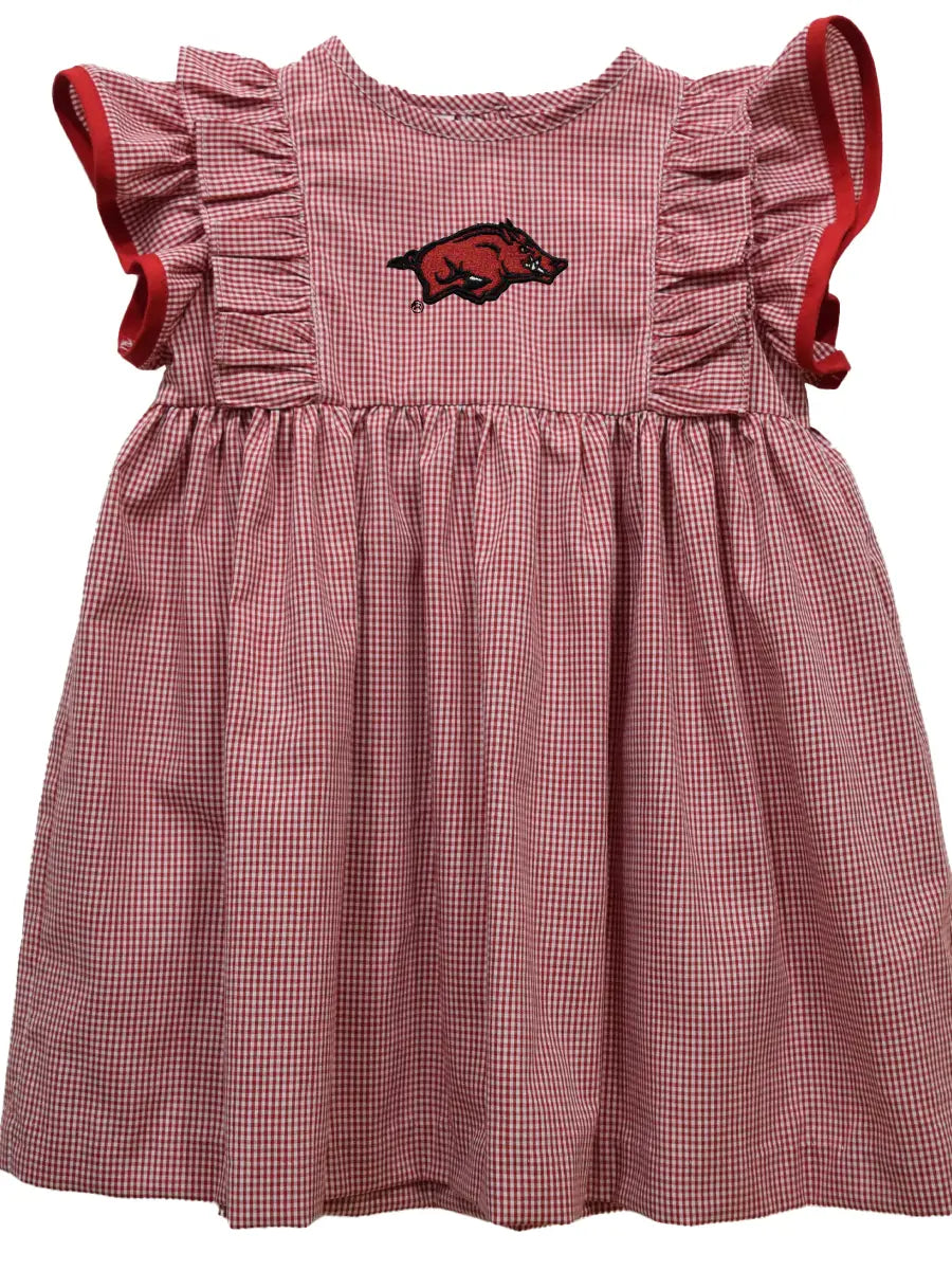 arkansas embroidered red gingham dress