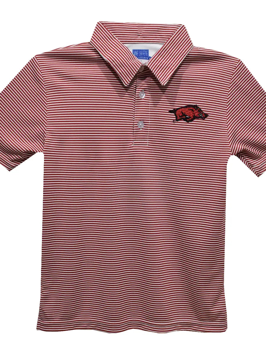 arkansas embroidered stripe polo