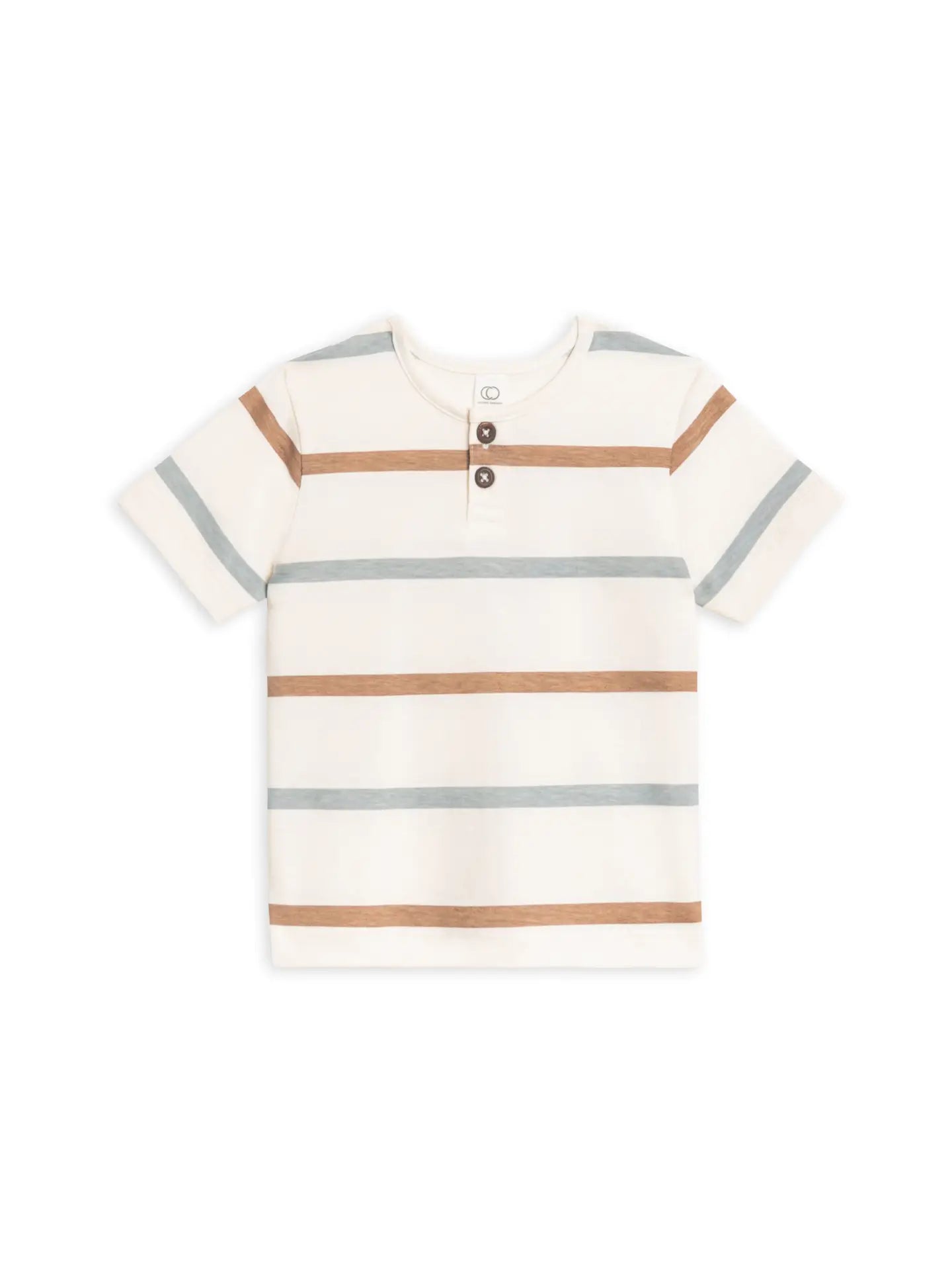 crew neck henley- rye stripe