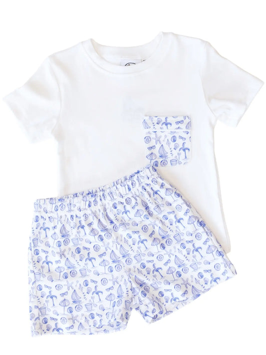 seaside print boy set