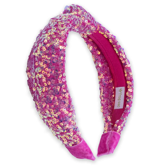 hot pink sparkly sequin headband