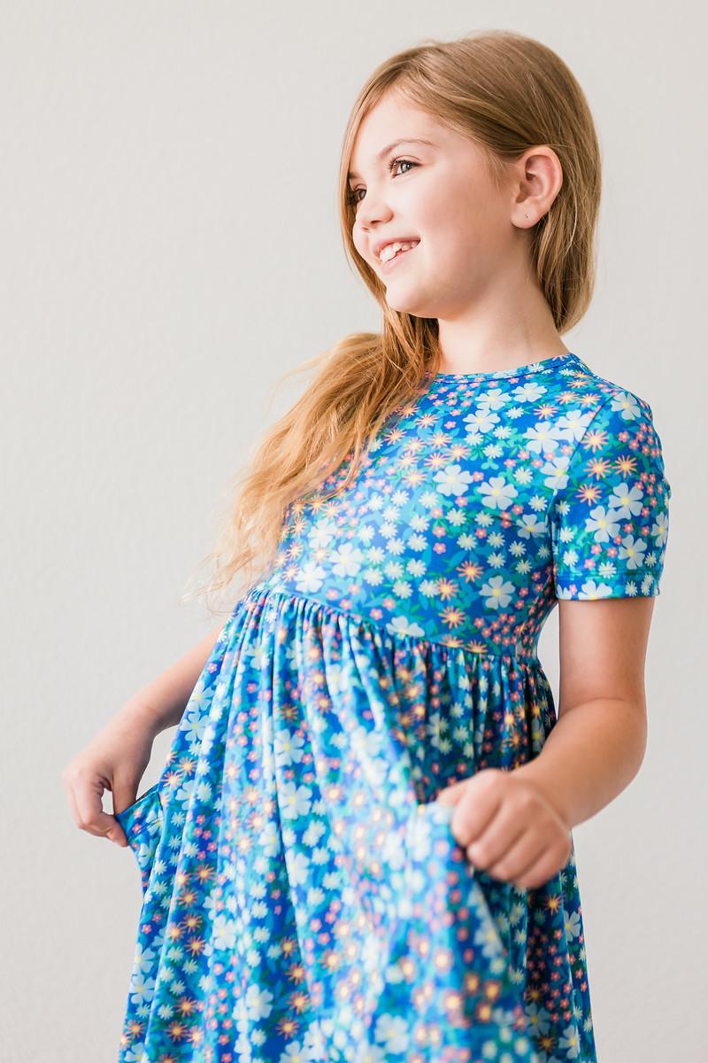 blue fling twirl dress