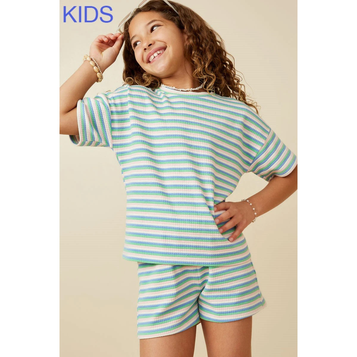 girls multi stripe knit tee