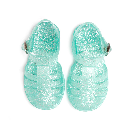 jelly sandal- green glitter