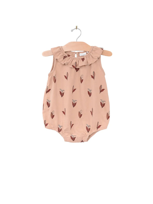 lily of the valley romper- peach