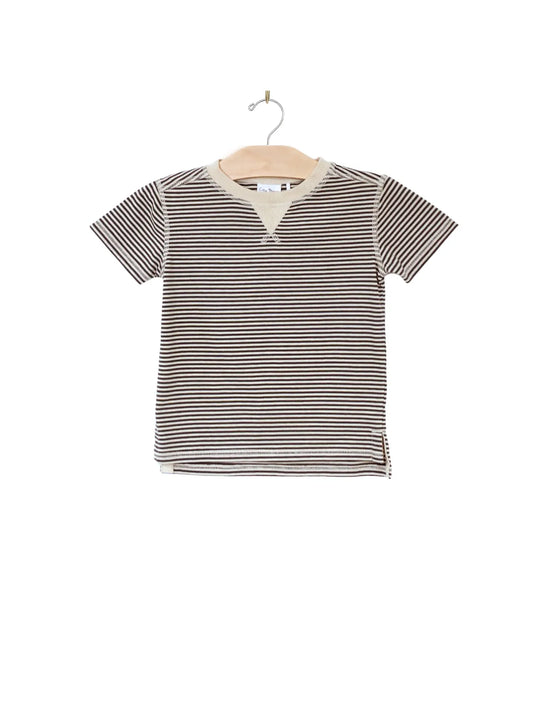 whistle patch stripe tee- charcoal